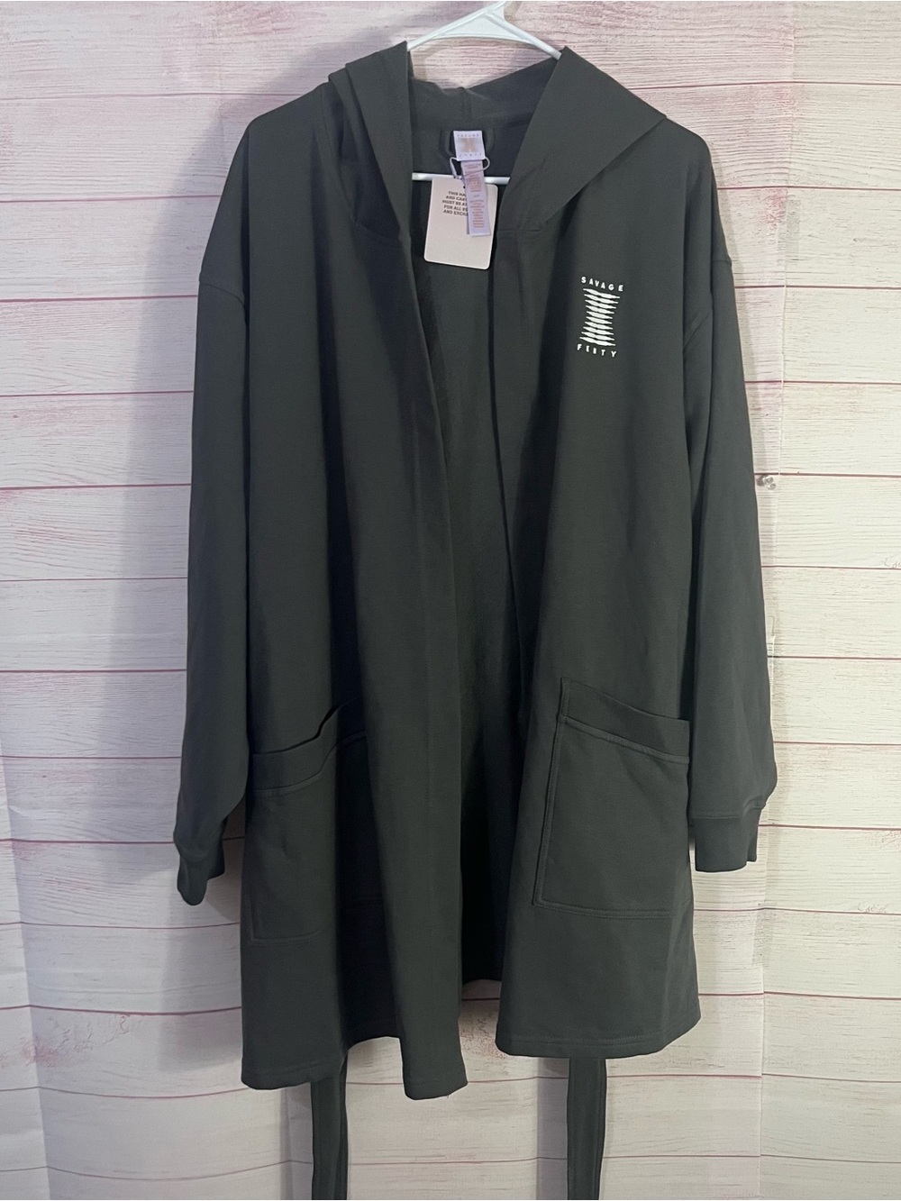 SAVAGE X FENTY NEW SHOWGIRL BELTED HOODED ROBE SIZE XL/1X